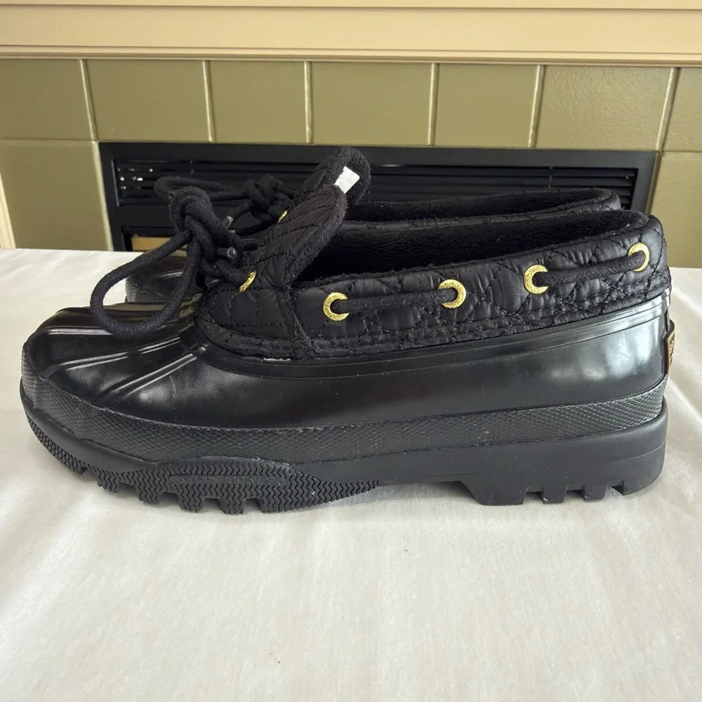 EUC Sperry Waterproof Rubber Quilted Fleece Loafers-Black-Women’s Size 6 - Picture 9 of 10